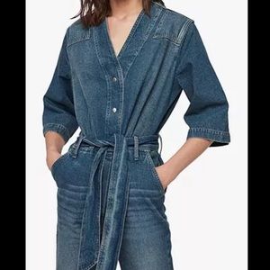AllSaints Denim Utility Jumpsuit, Washed Indigo